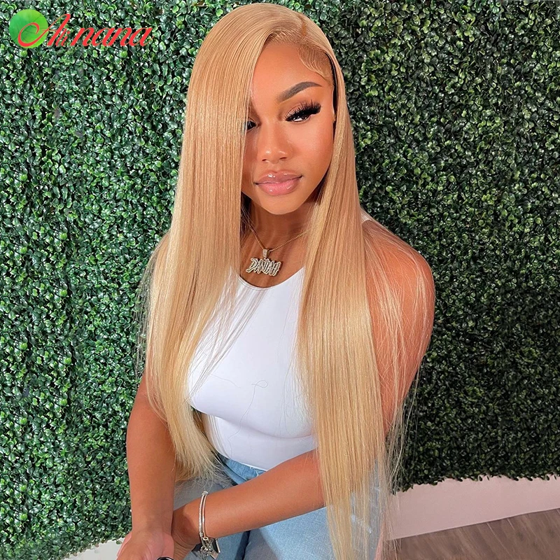 13x4 Honey Blonde Colored Straight Human Hair Wigs 4x4 Lace Closure Wig Transparent Pre-Plucked Lace Frontal Wig For Black Women