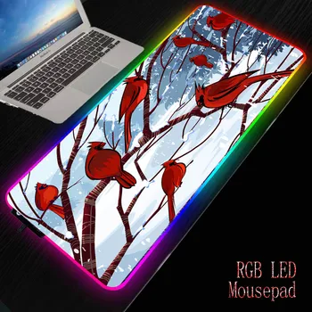 MRGBEST RGB Bird Red Gaming Computer Illumination Mousepad RGB Backlit Mice Pad Large Mousepad XL for Desk Keyboard LED Mice Mat