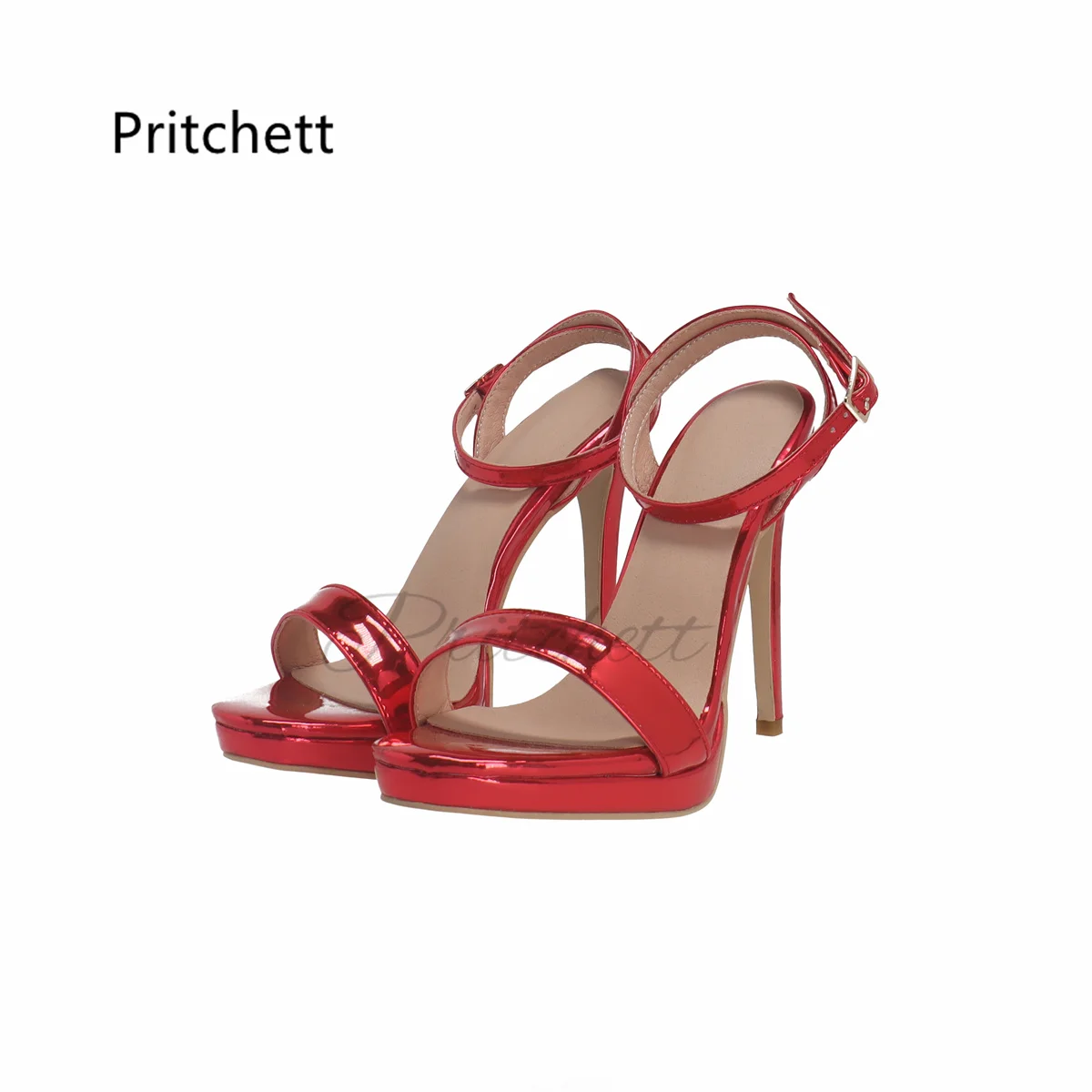 One Strap High Heels Sandals Women's Open Toe Summer Shoes Red Leather Stiletto Mature Concise Wedding Bride Shoe Female