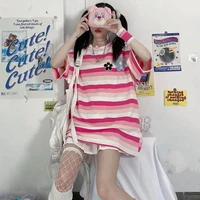 women t shirts harajuku goth punk stripe print short sleeve plus size clothes oversized t shirt female tops hip hop tee shirt