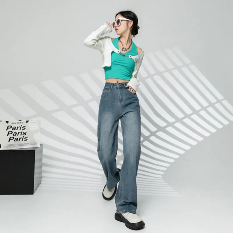 

Female Jeans Trouser 2023 Loose Fit Vintage Denim Pants High Waist Women Casual Streetwear Bottoms Soft Comfortable Large Size