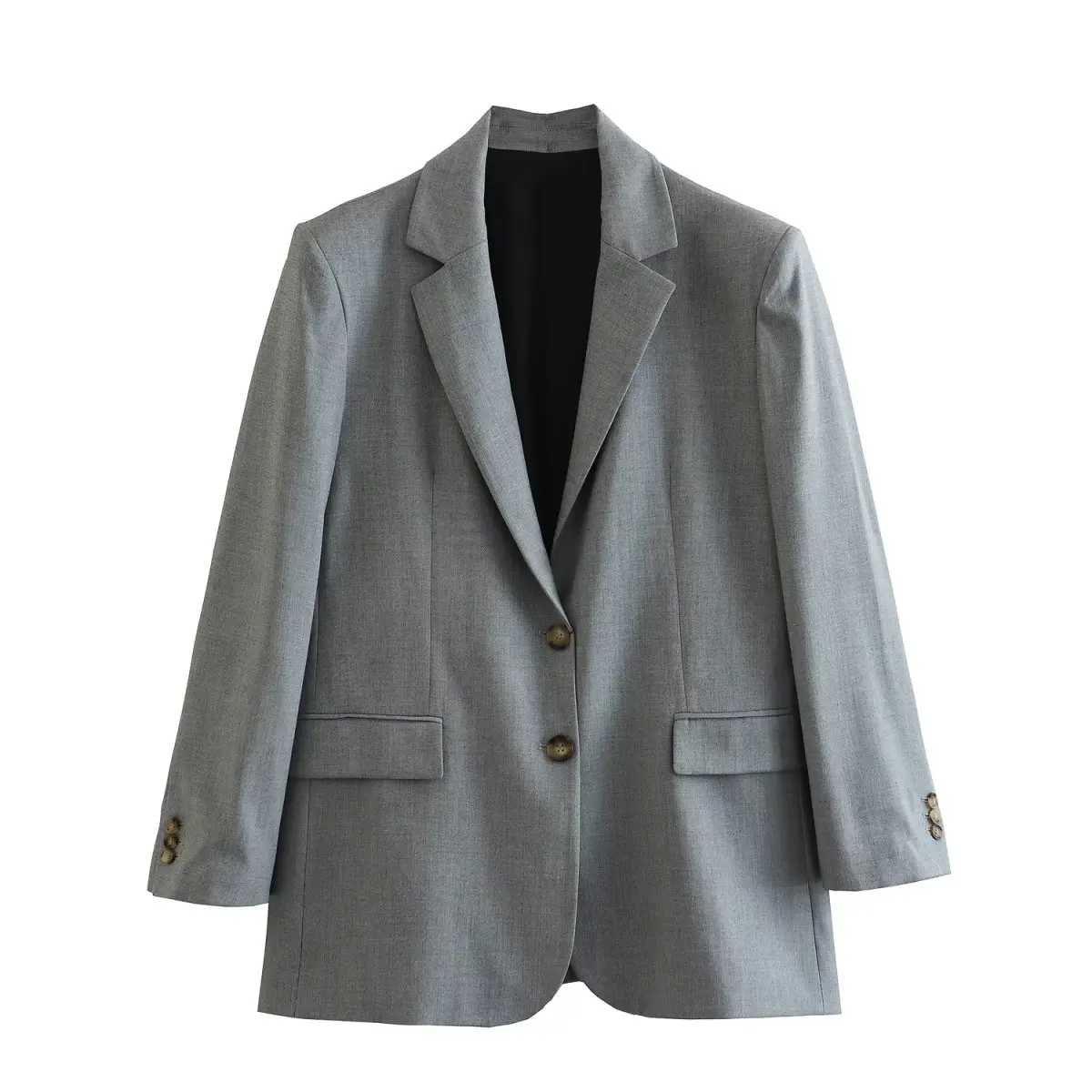 

Women 2023 New Fashion Loose straight tube Blazer Coat Vintage Long Sleeve Pockets Female Outerwear Chic