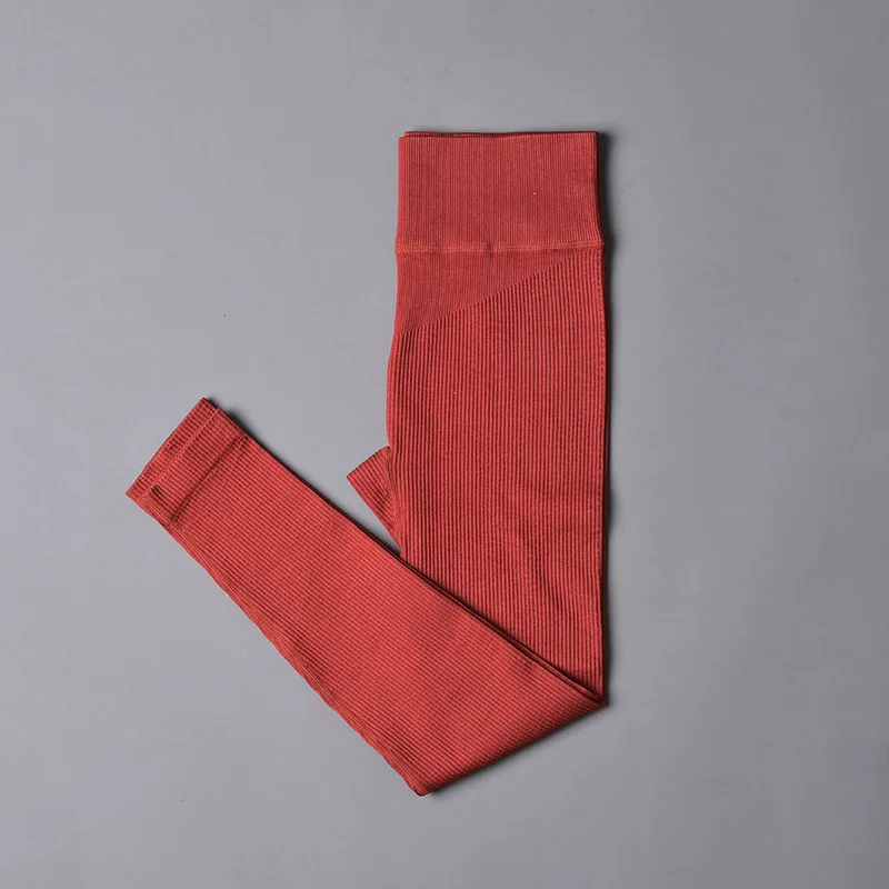 Ribbed Yoga Pants High Waisted Gym Leggings Sport Women Fitness Seamless Female Legging Tummy Control Running Training Tights