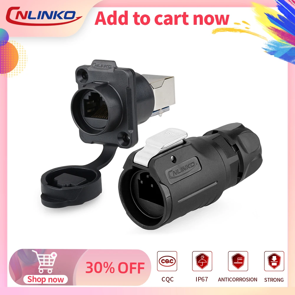 

Cnlinko Waterproof RJ45 Signal Connector Panel Mount Ethernet Extender Network LAN Internet Male to Female Cable Plug Connector