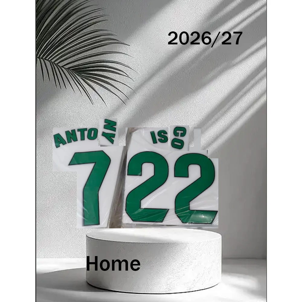 Фото Наборы именных номеров Real Betis 26/27, 22 ISCO, домашняя форма, размеры для взрослых и детей, футбол, 7 Антони, имя и номер 2026 2027 №1