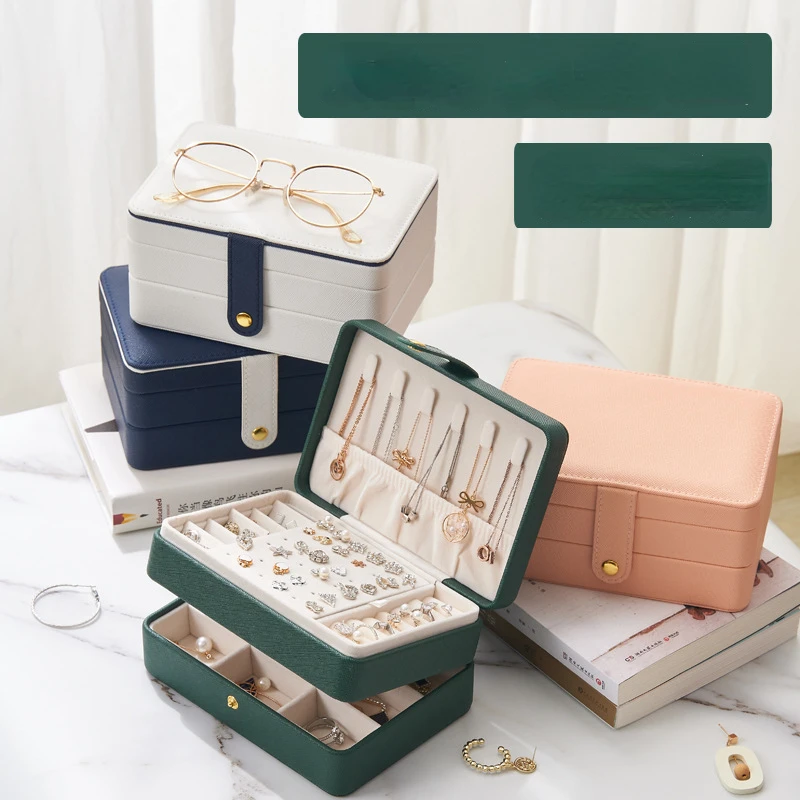 

Hot Sale 3-Layer Macaron Jewelry Organizer Box Necklaces Earrings Rings Display Holder Case for Women Large Capacity With Lock