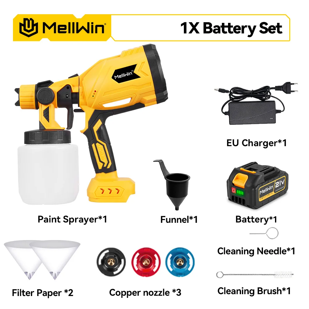 

MELLWIN Беспроводной электрический распылитель краски 1000 мл для Makita 18В