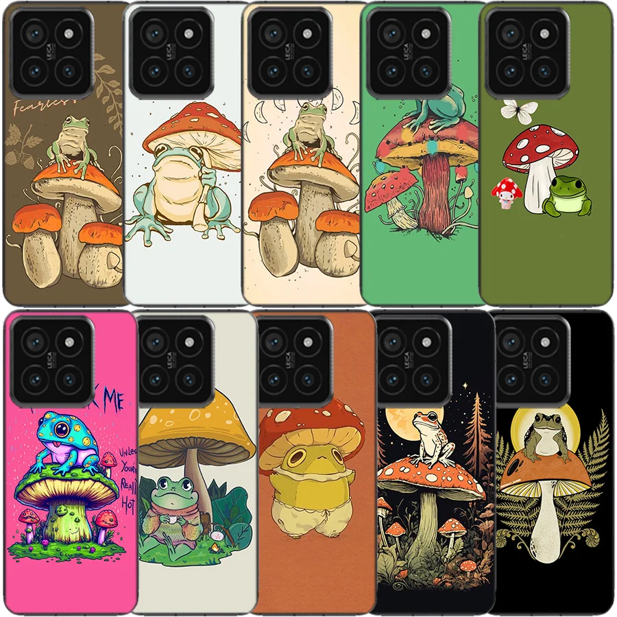 Cottagecore Frog Aesthetic Clear Phone Case For Xiaomi Poco X6 X5 Pro X4 X3 NFC F4 GT F6 F5 F3 M5 M5S M4 M3 F2 F1 TPU Patter