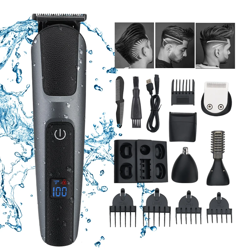 

Professional Hair Clipper for Men Rechargeable Electric Razor All in 1 Hair Trimmer Cutting Machine Beard Trimmer Grooming Kit