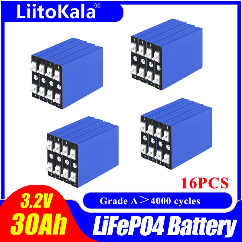 

Аккумуляторы LiitoKala, 3,2 в, 30 Ач, Lifepo4, 16 шт.