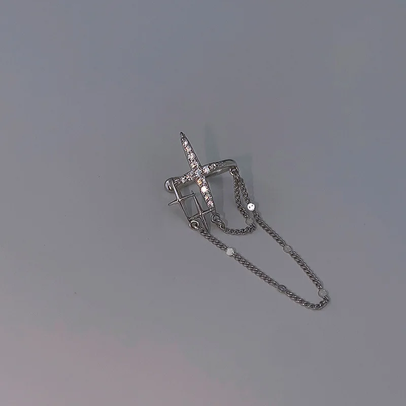 Двойная кисточка звезда Ушная кость клипса хип-хоп тренд нет пирсинга цепные