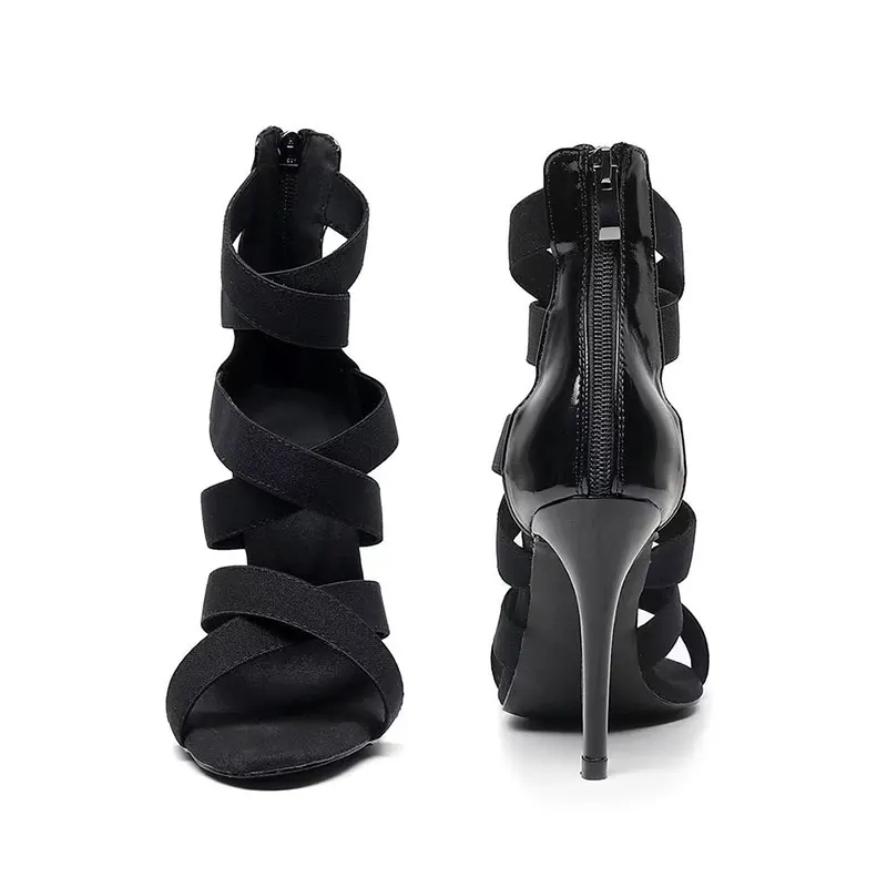 SWDZM Women Dance Shoes Ballroom Ladies Dancing Shoes Black Short Boots High Heels Salsa Party Shoes Dance Boots Performance