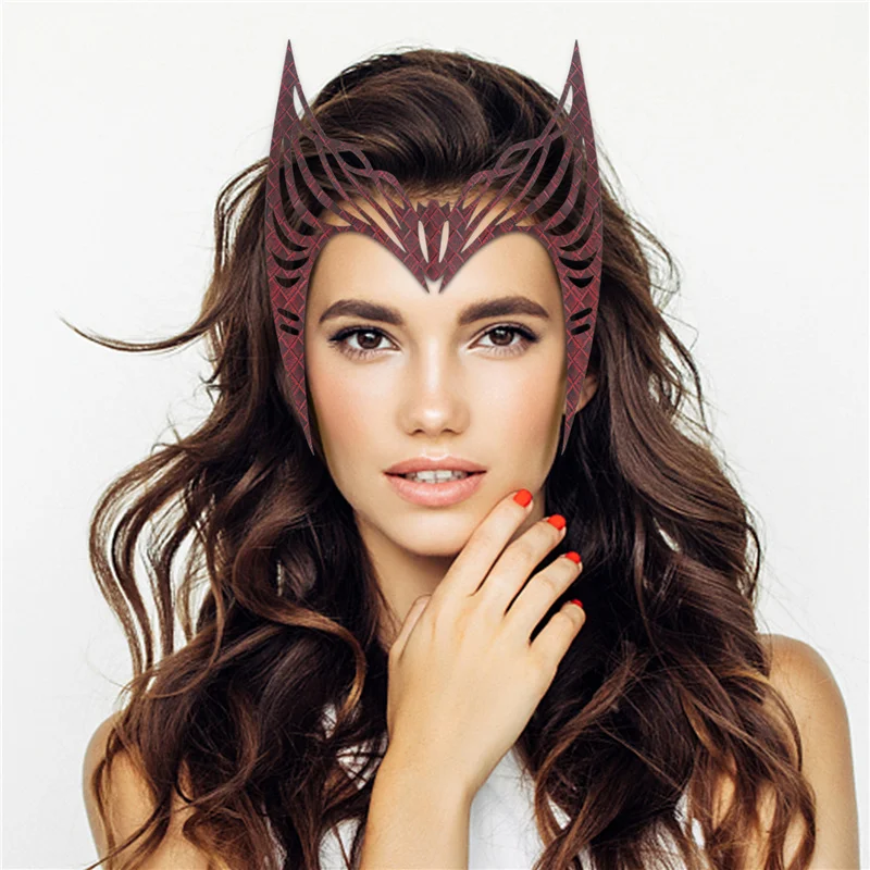 Wanda Maximoff костюм Алая ведьма повязка на голову кожаная Корона головной убор