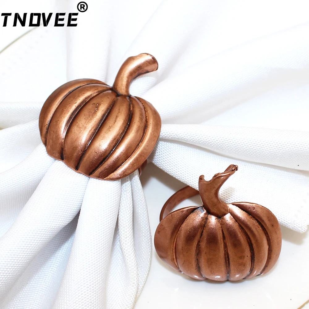 

4Pcs Halloween Pumpkin Napkin Rings Retro Metal Napkin Holder Buckles for Thanksgiving Wedding Party Dining Table Decor ERH32