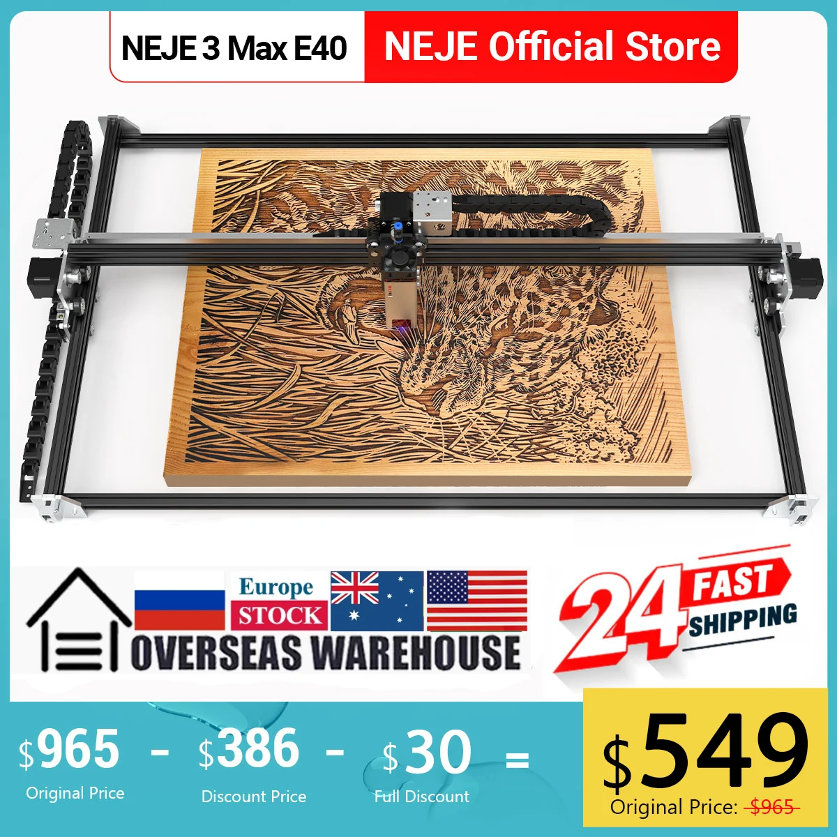 NEJE 3 Max Laser Engraving Machine 80W Powerful E40/A40640 CNC Laser Engraver Metal Engraving Wood Cutting DIY Tools Printer