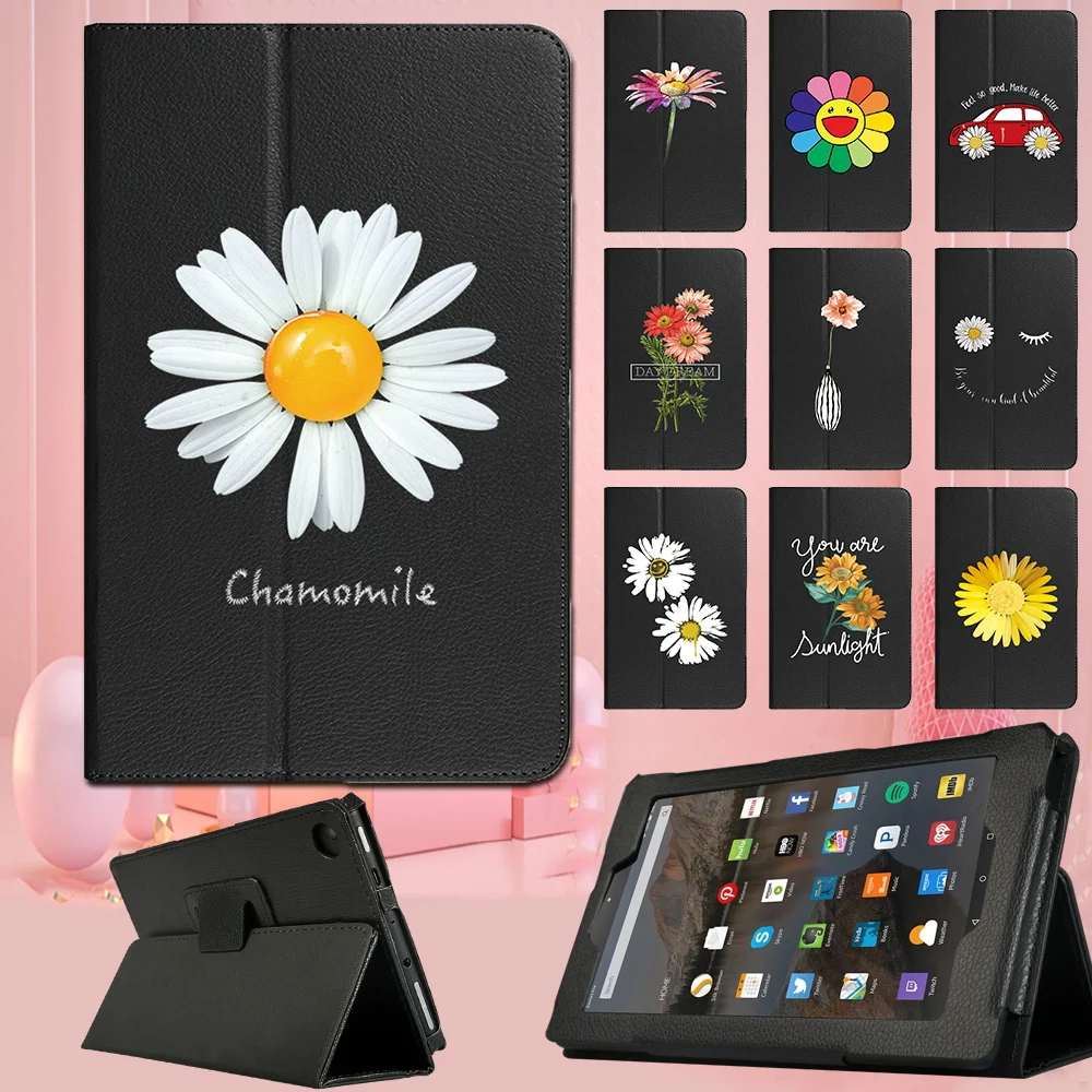 

Tablet Cover Case for Fire HD 10(5th/7th/9th)/HD 8(6th/7th/8th)/Fire 7(5th/7th/9th) Dust-proof Daisy Pattern Protective Shell