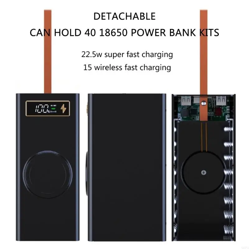 Фото Q6PA Portable 40x18650 Блок батареи DIY Power Box с быстрой зарядкой и многопользой. Нет батарей. №4