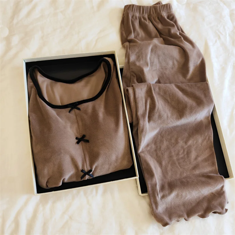 

Women's Velvet Pajamas Set Nightie Nightwears For Ladies Sleepwear Female Underwear Clothes For Sleep 2023 Autumn New Home Wear