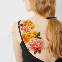 pink bloom peony rose water transfer tattoo stickers women body chest art temporary girl waist bracelet flash tatoos flower