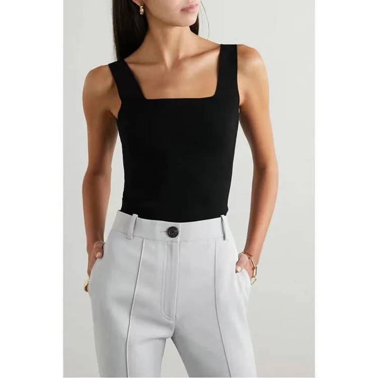 

2021 Summer Women Vest Knitted Sling Camisole Base Casual Simple Tank Vest