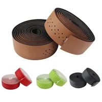 2pcs bike strap handlebar tapes faux leather perforated handle straps riding supplies