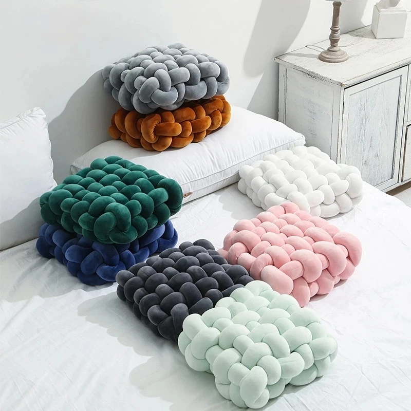 

Dakimakura Soft Plush Knot Cushion Body Pillows Decoration Living Room Upholstered Square Hand Woven Decorative Pillows For Sofa