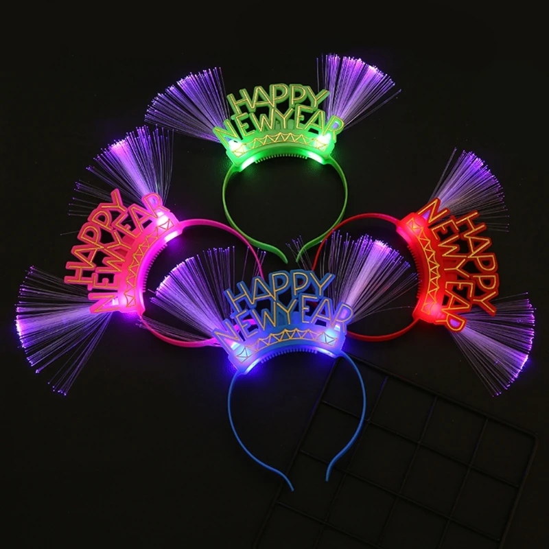 Крутая Новогодняя повязка на голову очки с подсветкой головной убор светящаяся