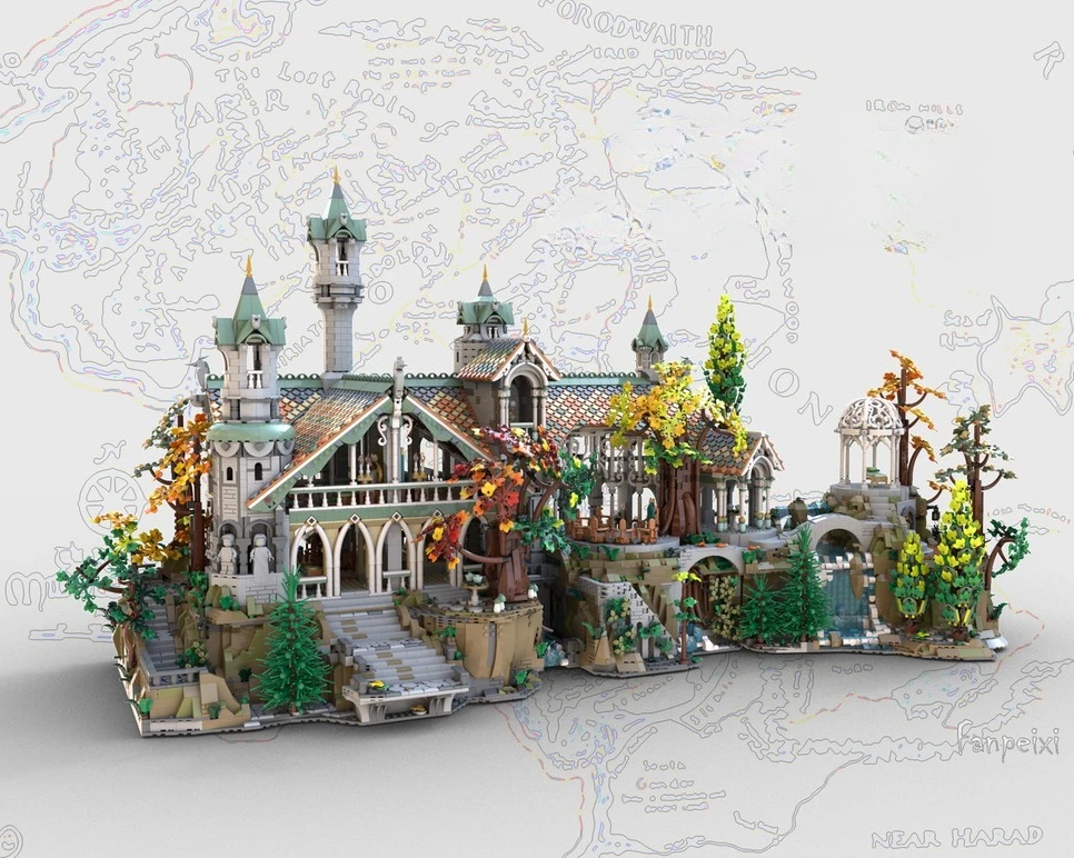 Фото Конструктор Rivendell: Архитектурная модель Замка, Башни, Зала, Пристройки и Горной базы. Игрушки-конструкторы MOC для сборки, подарки. №3