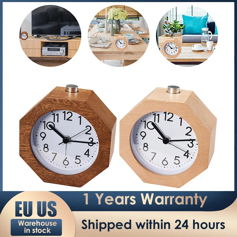 

Analogue Alarm Clock Without Ticking Semi-Circular Light Wood Retro Design Illuminated Dial With Light Silent Travel Alarm Clock