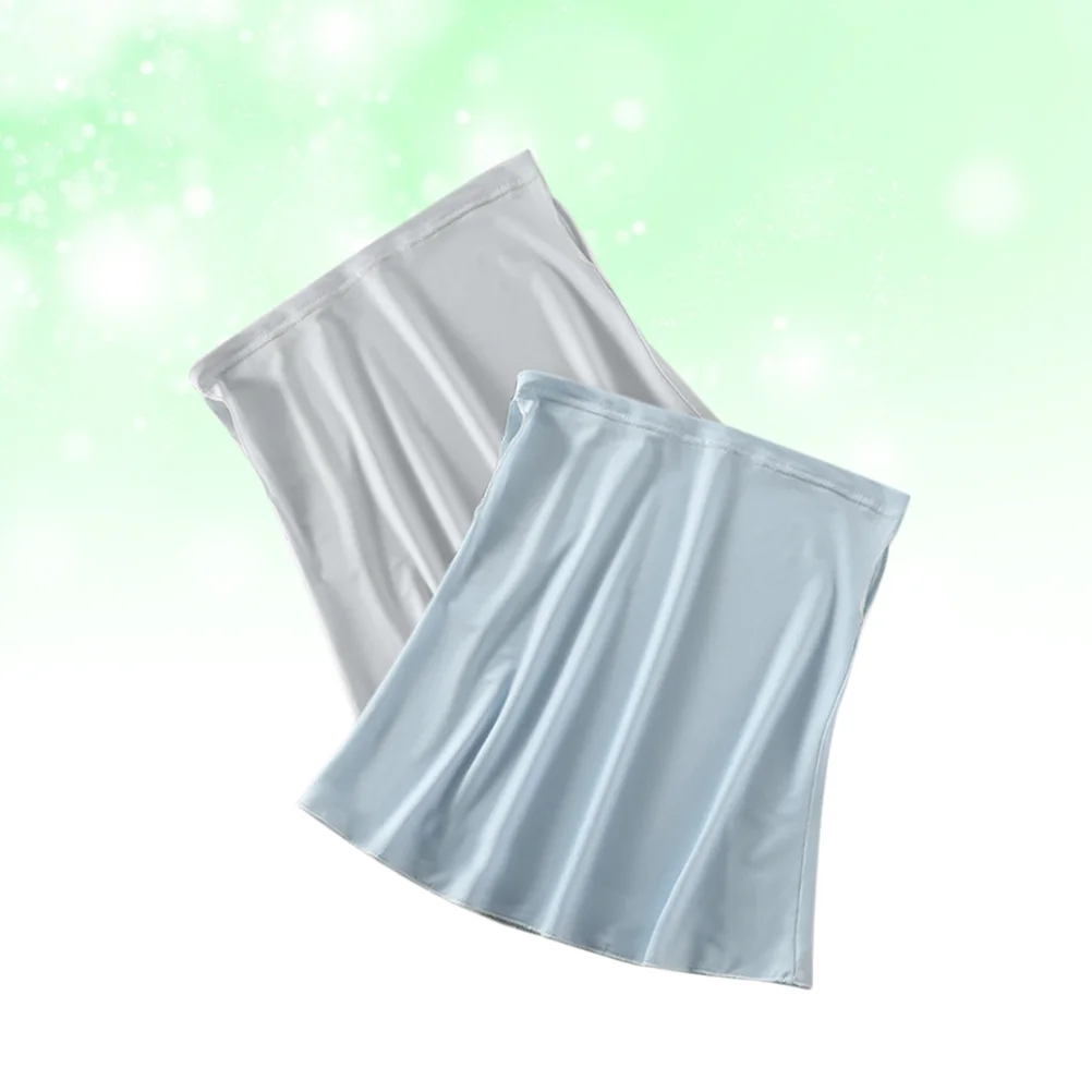 

2PC Dustproof Mask Anti-UV Veil Neck Cover Breathable Full Face Ice Silk Solid Color Dust-Proof Female Mask Scarf