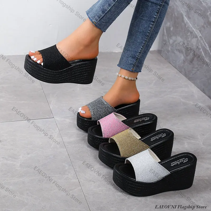Sandals Summer 2023 Women Slippers Wedges Platform Beach Flip Flops Trend High Heels Ladies Shoes Pumps Thick Slides Sandalias