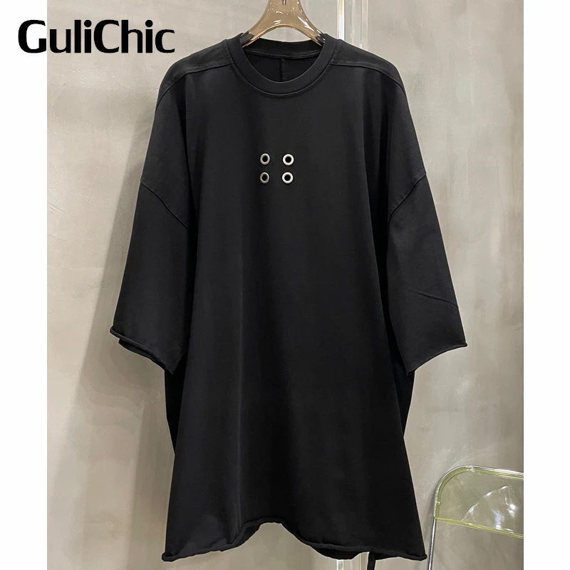 

7,14 GuliChic женская уличная свободная Удобная хлопковая Футболка с круглым вырезом, однотонная Повседневная футболка с вырезами