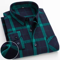 new spring autumn 100 cotton flannel plaid mens shirts casual long sleeve regular fit home dress shirts for man clothes 6xl 5xl