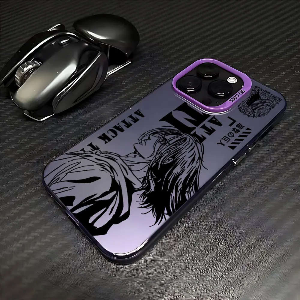 Фото Японский чехол для телефона Attack On Titan Eren с матовым покрытием для iPhone 17, 16, 15, 14 Plus, 13, 12 Mini, 11 Pro Max, акриловый, силиконовый, жесткий чехол №3