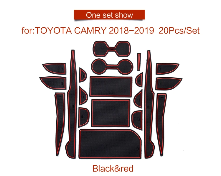 

Smabee Anti-Slip Gate Slot Mat For TOYOTA CAMRY 2018 2019 2020 XV70 70 Interior Accessories 20pcs Cup Holders Non-slip mats