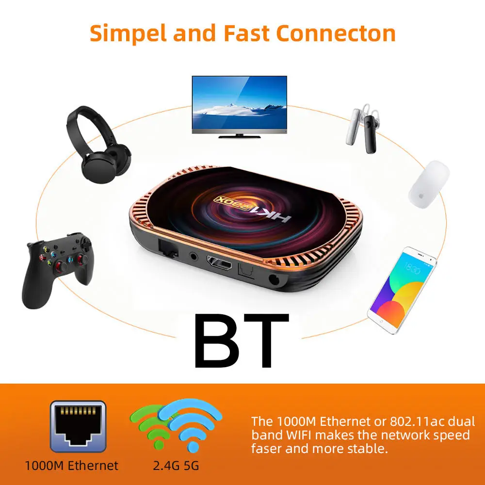 

ТВ-приставка Hk1 Rbox X4, Android 11,0, Amlogic S905X4 8K, 4 ГБ, 32/ 64/128 ГБ, 3D, Wi-Fi
