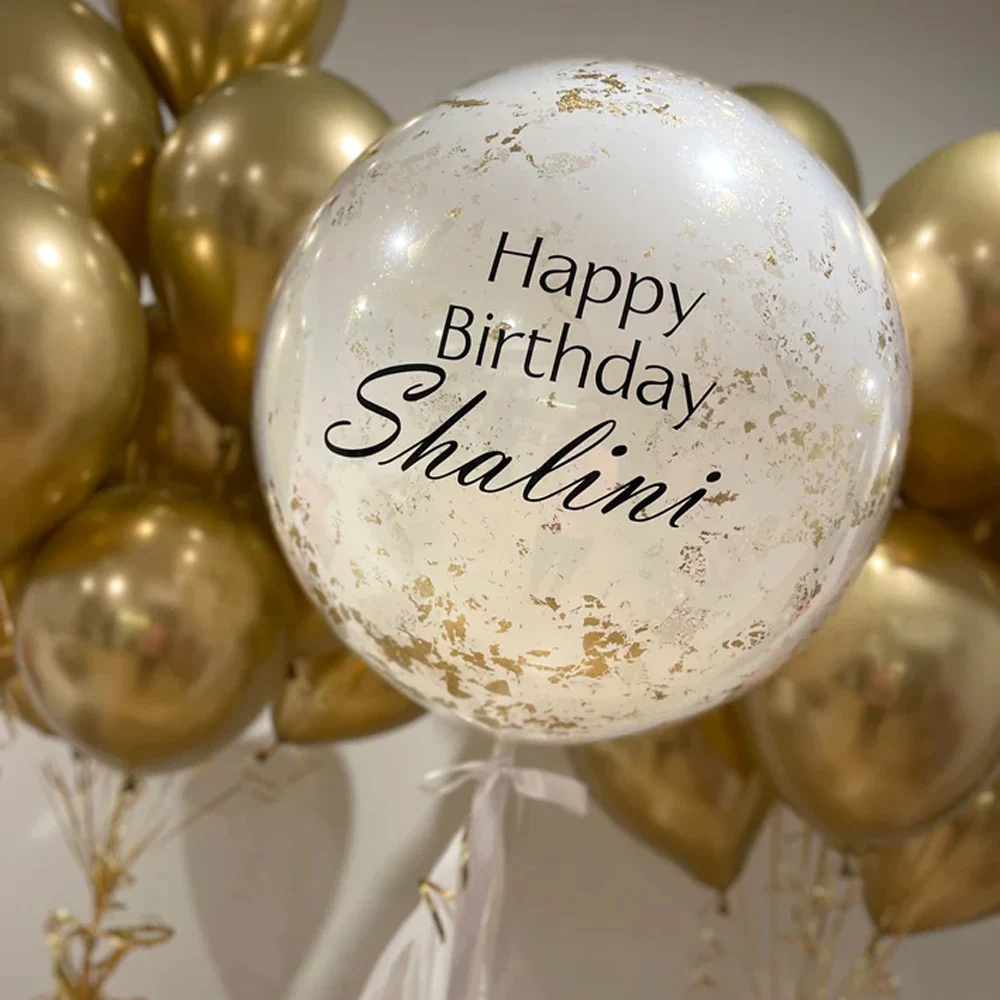 

1 Set Custom Metal Balloons Customized Bubble Clear Balloon with Custom Stickers Metal Gold Balloons for Birthday Wedding Decor