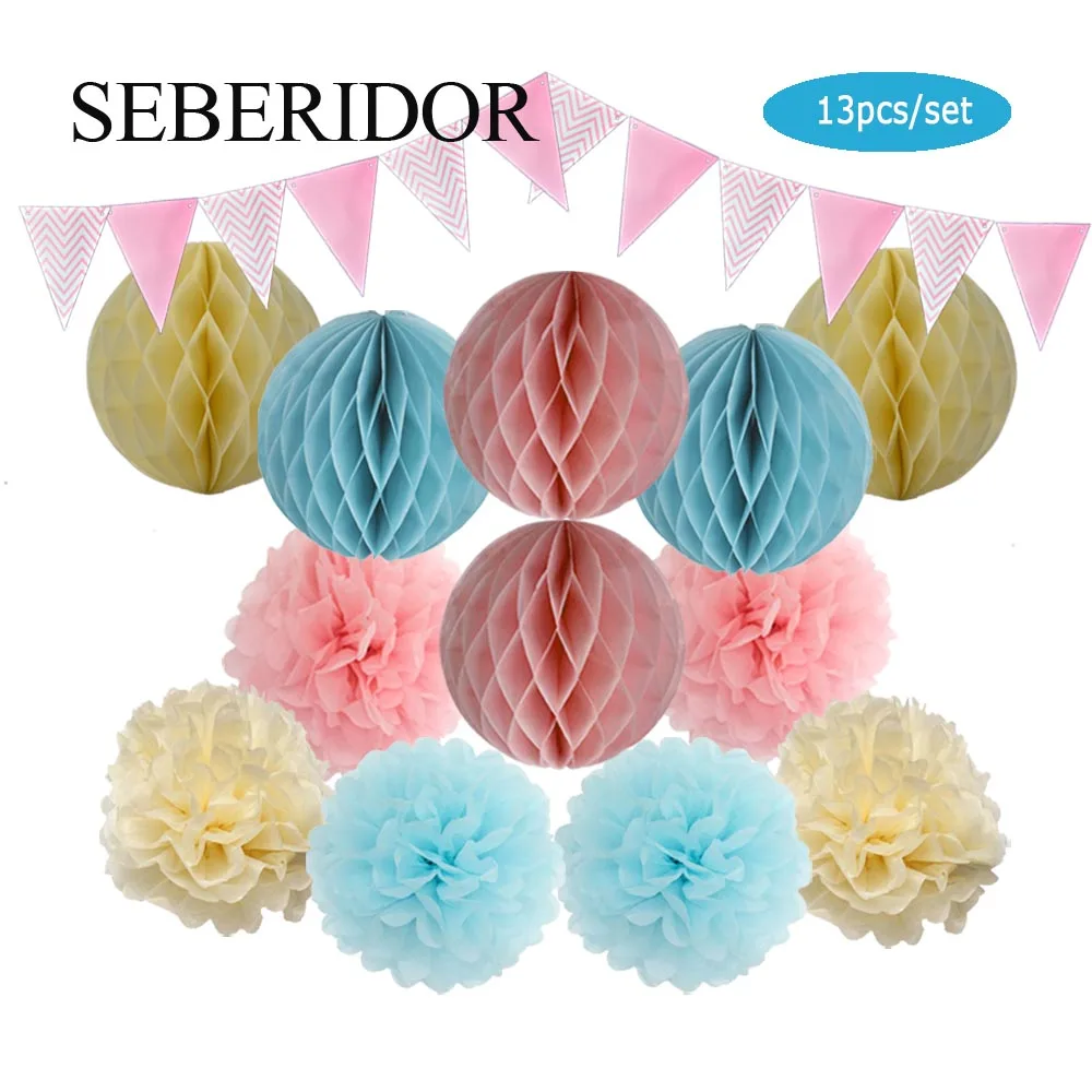 

Зеленые бумажные сотовые помпоны для праздника, 13 шт.