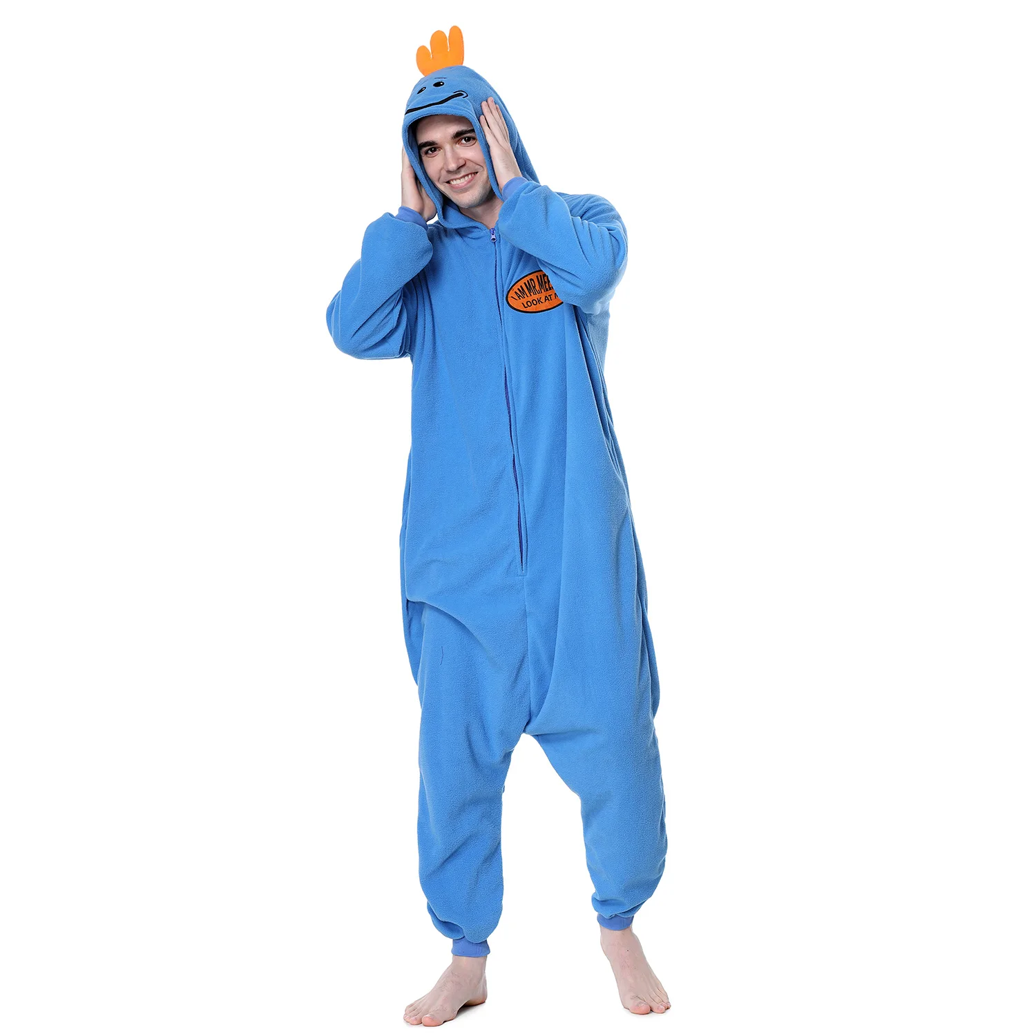 Men's Pajama  Mr Meeseeks Kigurumis Zipper Onesies Funny Outfit Winter Home Jumpsuit Festival Party Suit Adult Unisex