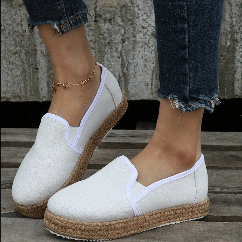 

2022 Women Flats Shoes Slip on Espadrilles Casual Ladies Shoes Thick Bottom Lazy Loafers Female Espadrilles 2022 Large Size35~43
