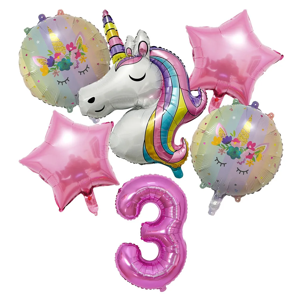 

1Set Helium Foil Globos Unicorn Balloon Birthday Party Decorations 32 Inch Pink Number Balloons Kids 1 Year Baby Shower Supplies