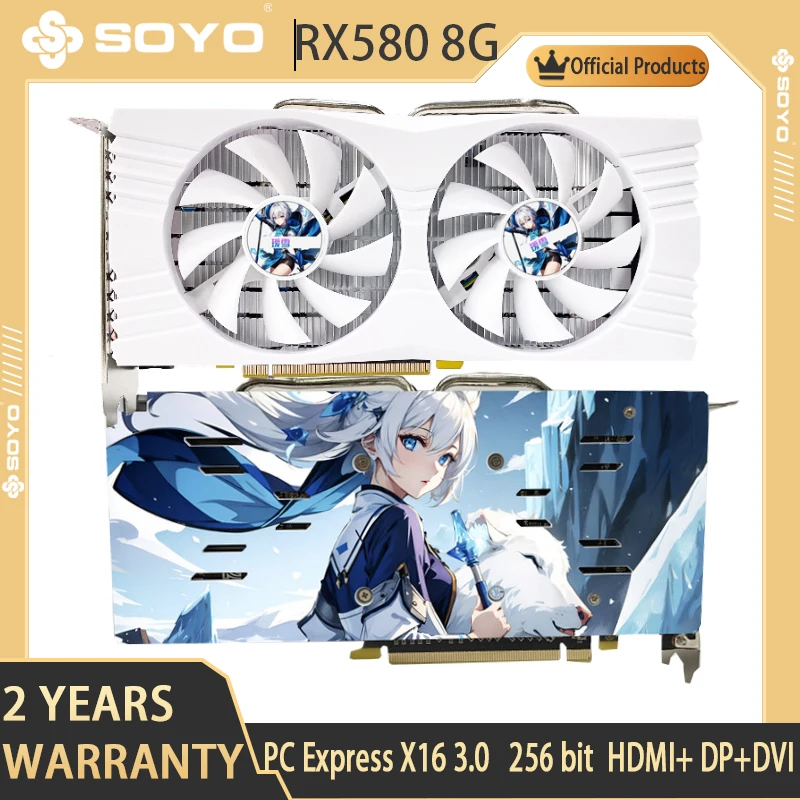 

SOYO Graphics Card AMD RX580 8GB Gaming GDDR5 256Bit PCI Express 3.0 ×16 Radeon 8 Pins GPU Computer Video Card placa de video