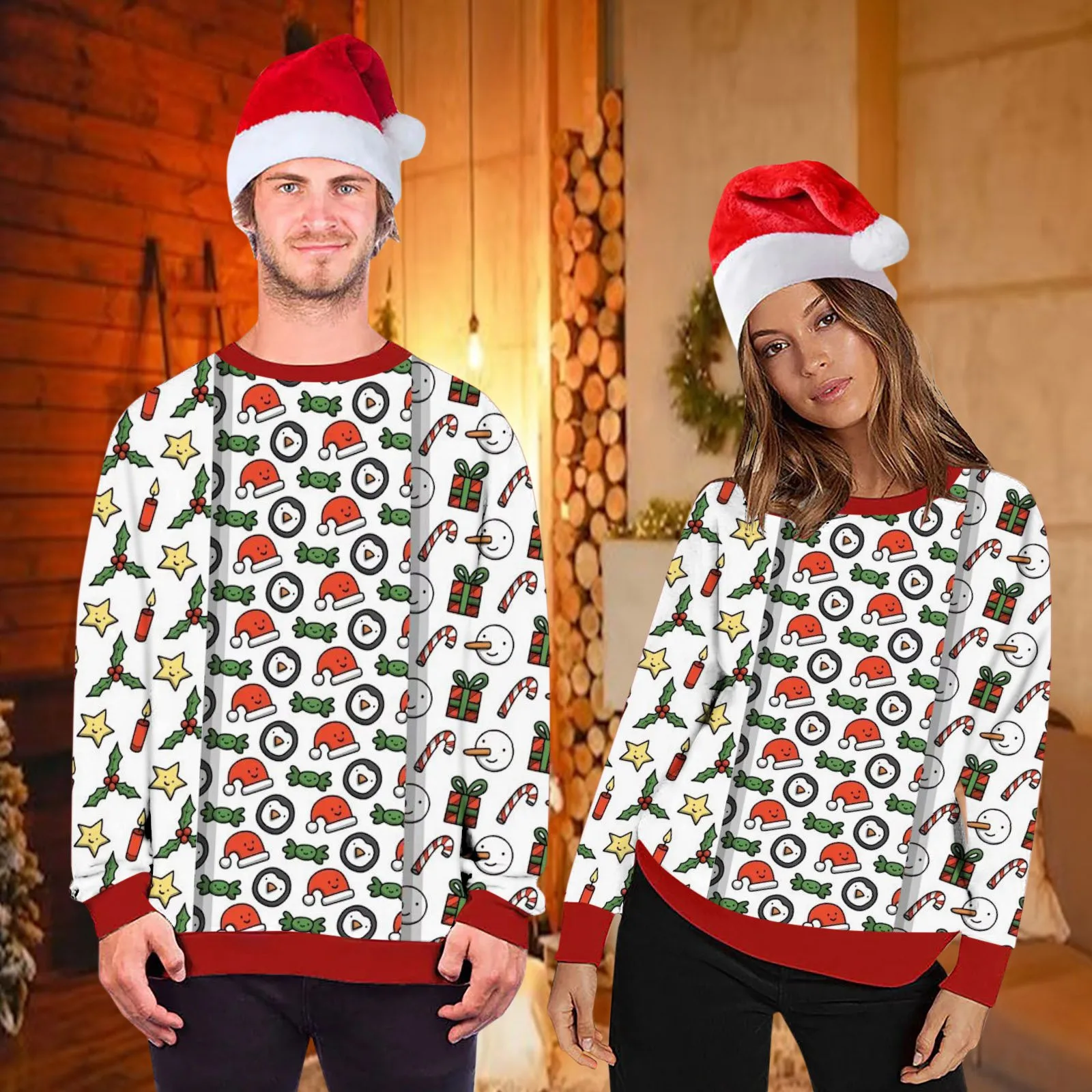 

couple Christmas Pullovers Funny Navidad unisex Sweatshirt Casual Jumper Pullover 3d-Printed Hoody Kawaii Themed Sudaderas