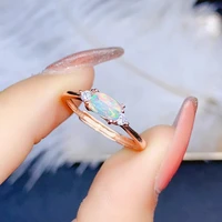 meibapj natural opal gemstone simple ring for women real 925 sterling silver charm fine party jewelry