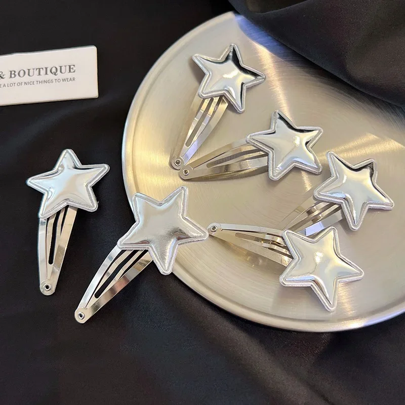 2 шт./комплект серебряные заколки для волос в виде звезд