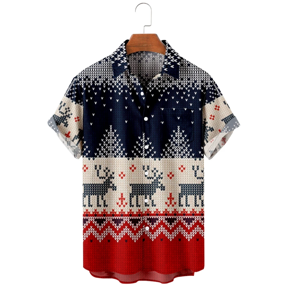 

Гавайская рубашка мужская свободного покроя, Рождественский свитер с 3D рисунком, модная дышащая футболка с короткими рукавами, лето