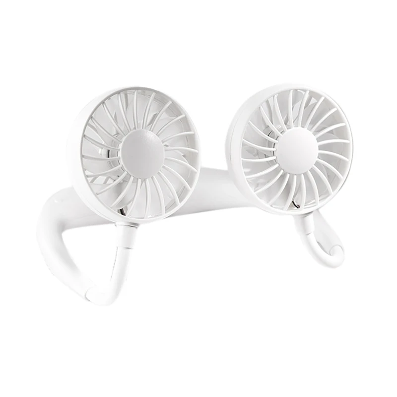 

USB Portable Fan Cold Fan Hands Free Neck Fan Hanging Rechargeable Mini Sports Fan Neck Dual Fan for Home Office