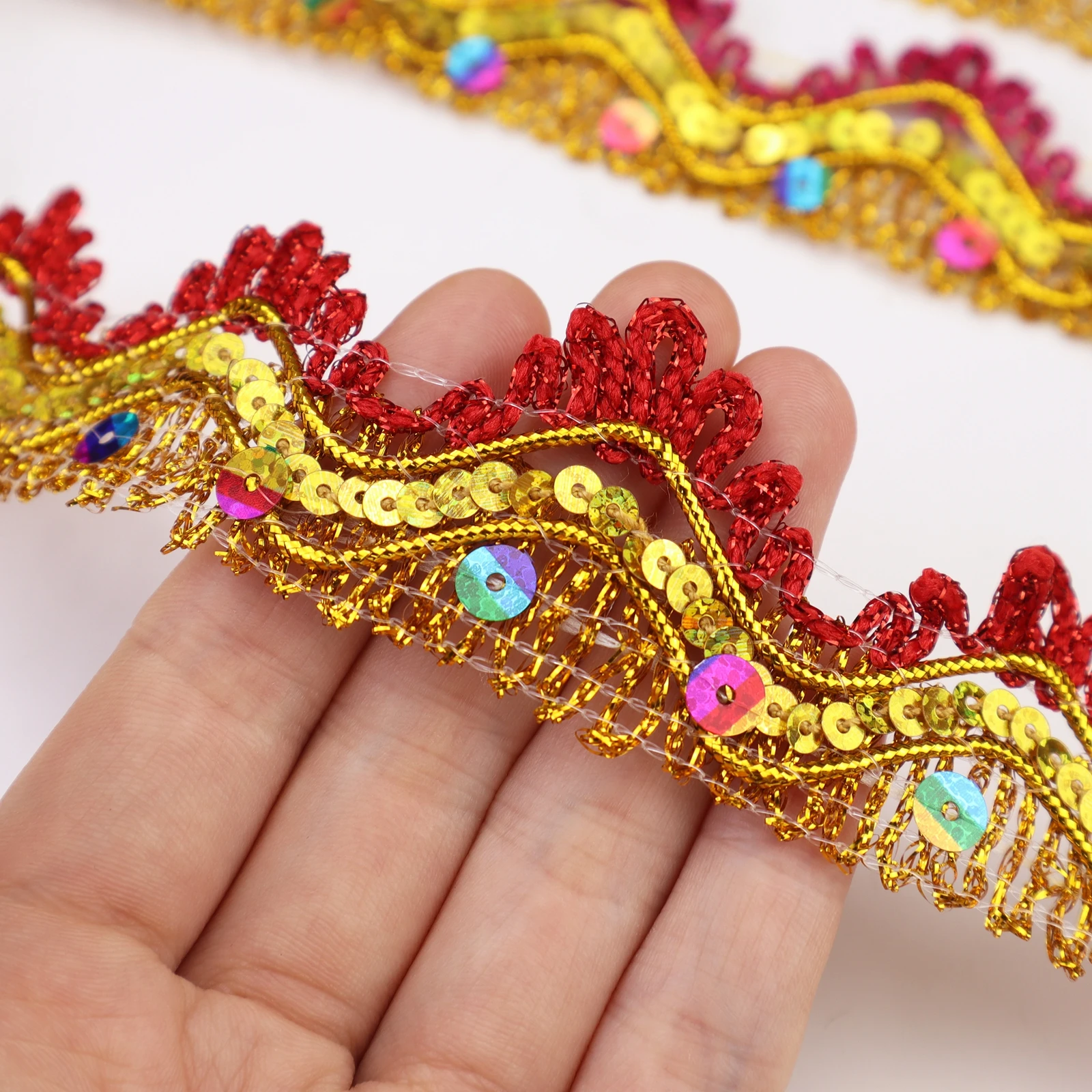 1 ярд оплетка с отделкой Золотая кружевная отделка для рукоделия шитья украшения