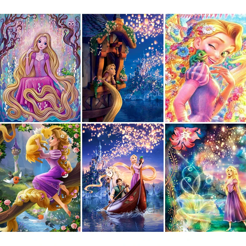 

Disney Мультфильм Рапунцель Холст Живопись стены Искусство Плакат и печатная настенная живопись для гостиной детской комнаты декор