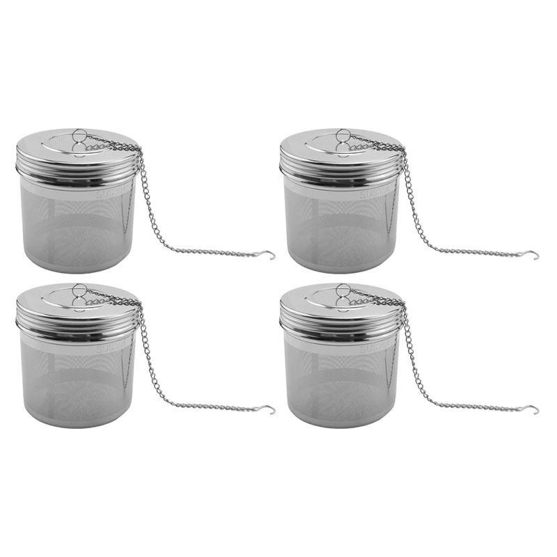 

4 Pack Large Tea Ball Infuser For Loose Leaf Tea & Spice Infuser For Cooking, Threaded Lid, Extra Fine Mesh Tea Strainer